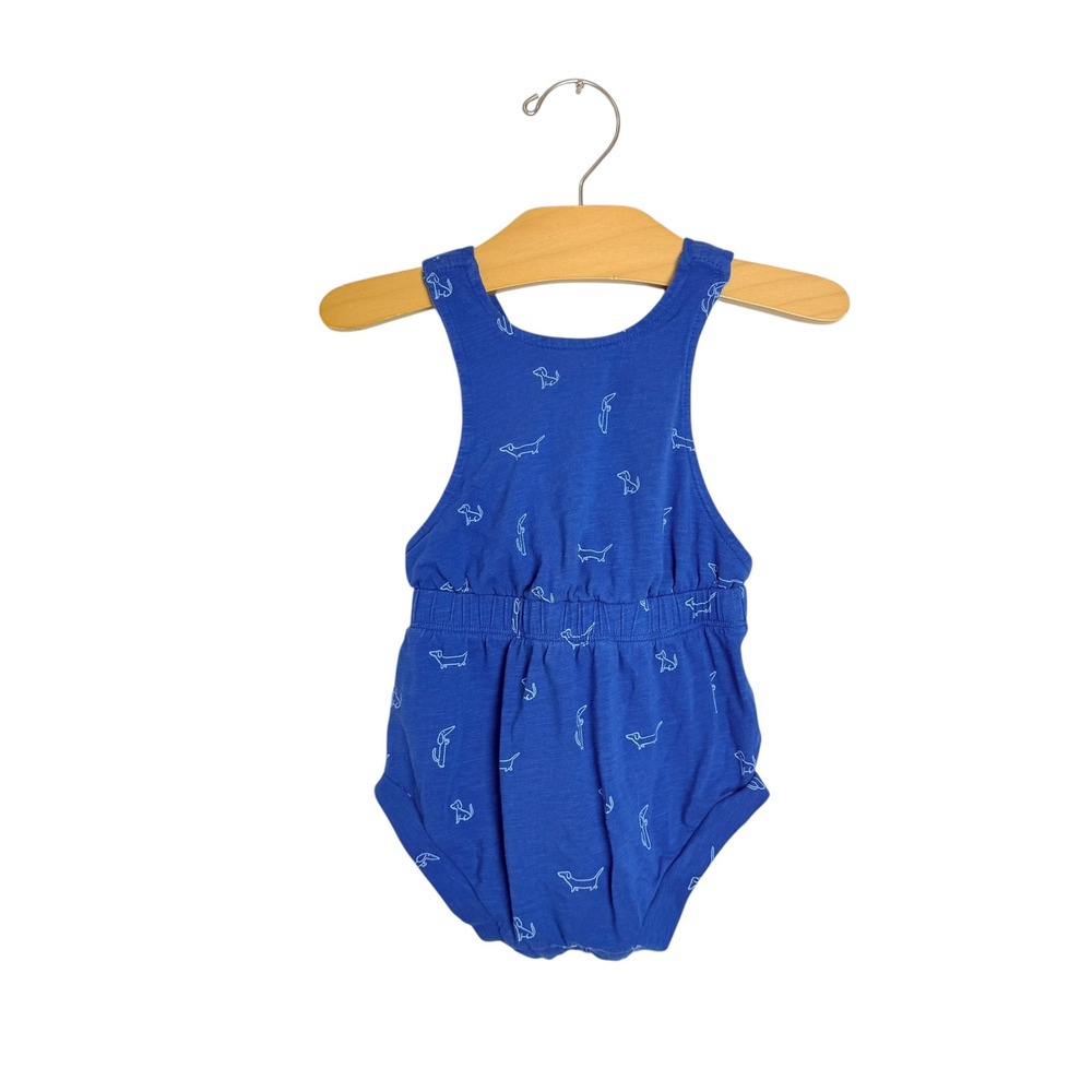 Kate Quinn Little Liam Blue Dachshund Organic Cotton Romper 6-12M